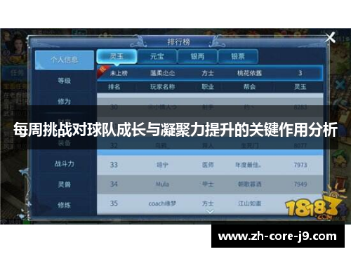 每周挑战对球队成长与凝聚力提升的关键作用分析